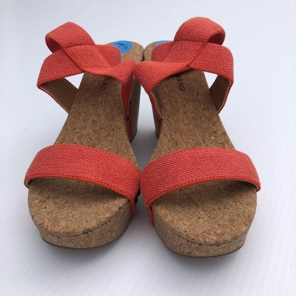 New! Lucky Brand Maxyne cork wedge sandal platform size 7.5 coral - Picture 5 of 8
